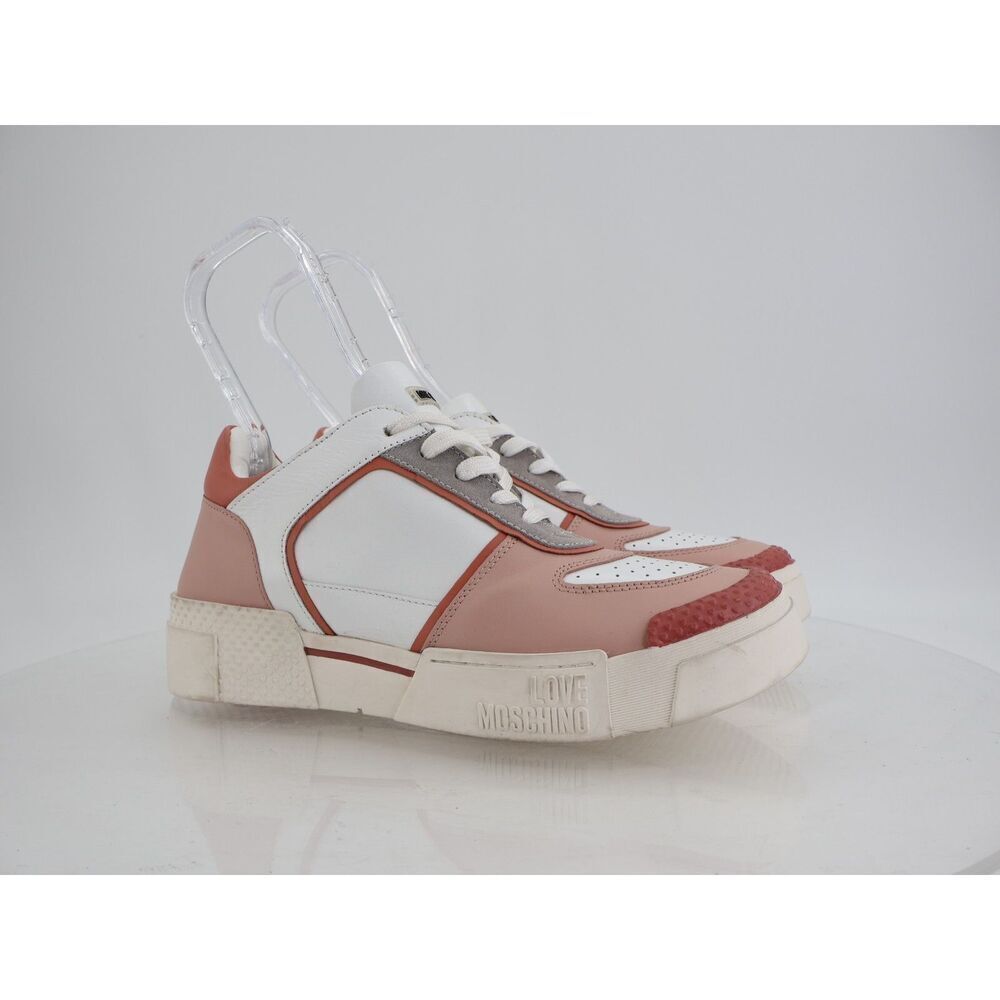 Love Moschino Scarpa Oxford Sneaker Lace Up Shoes Size 41 11 White Blush Leather
